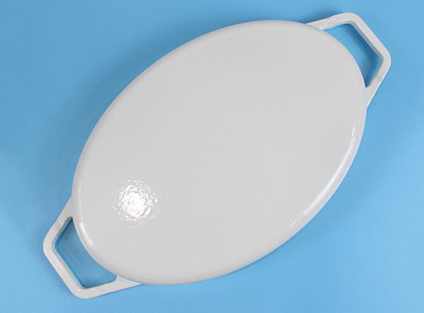 Enamel cast iron oval white double casserole grill pan