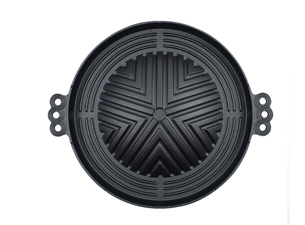 BBQ Grill Pan Korean Round Pots Outdoor Thick Cast Iron Barbecue