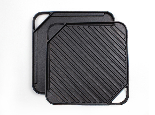 cast iron square double side griddle pan