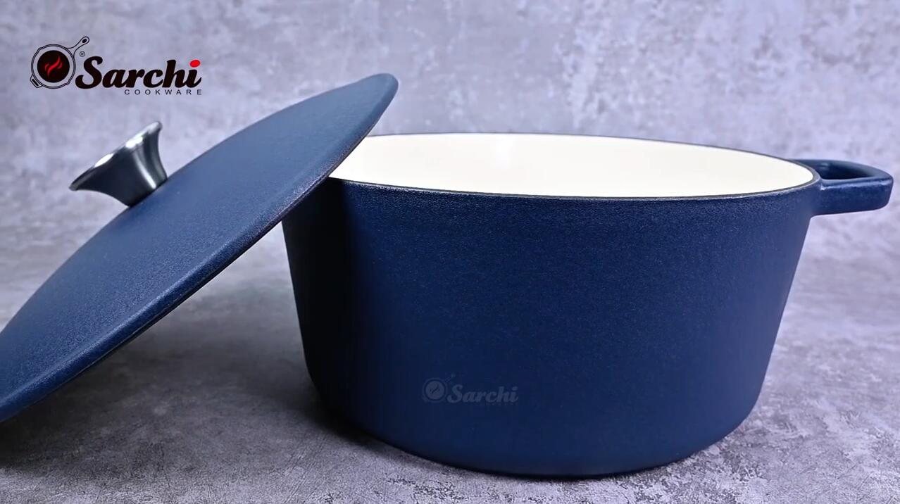 Cast Iron big matte beauty blue Enamel Cooking Casserole round roaster dutch oven