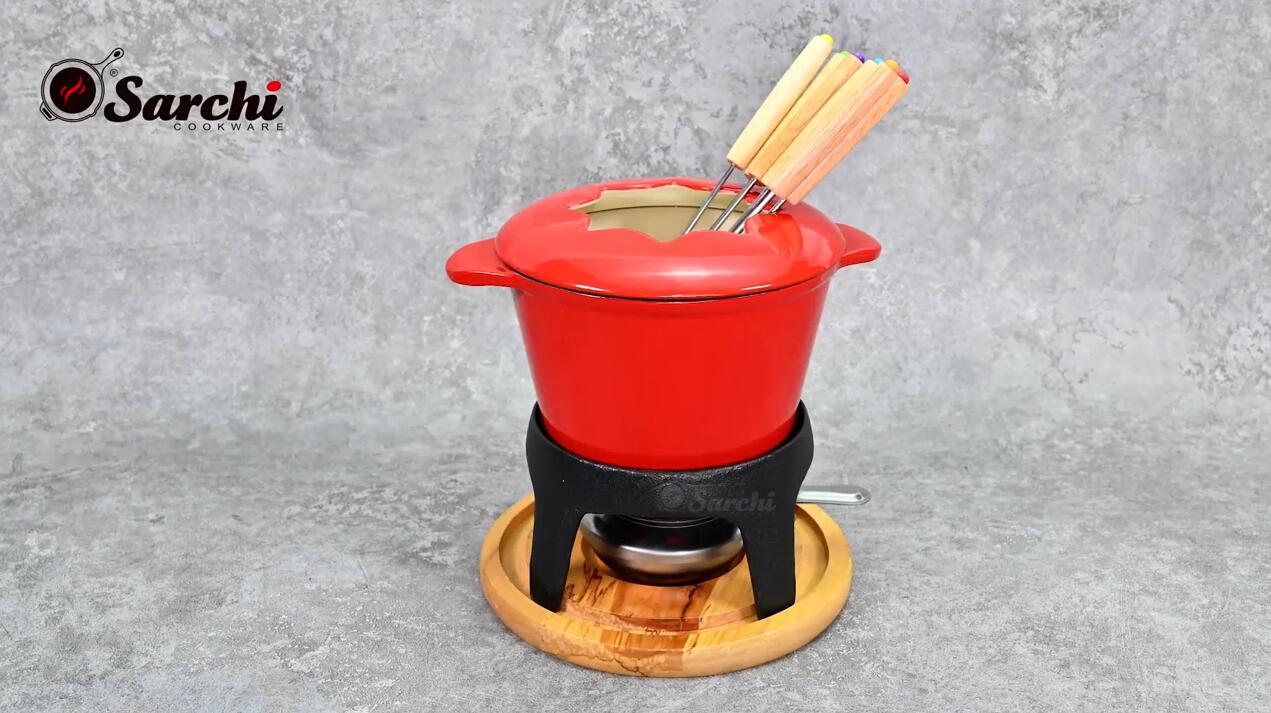 Cheap Mini Cast Iron Chocolate Cheese Fondue Pot Set