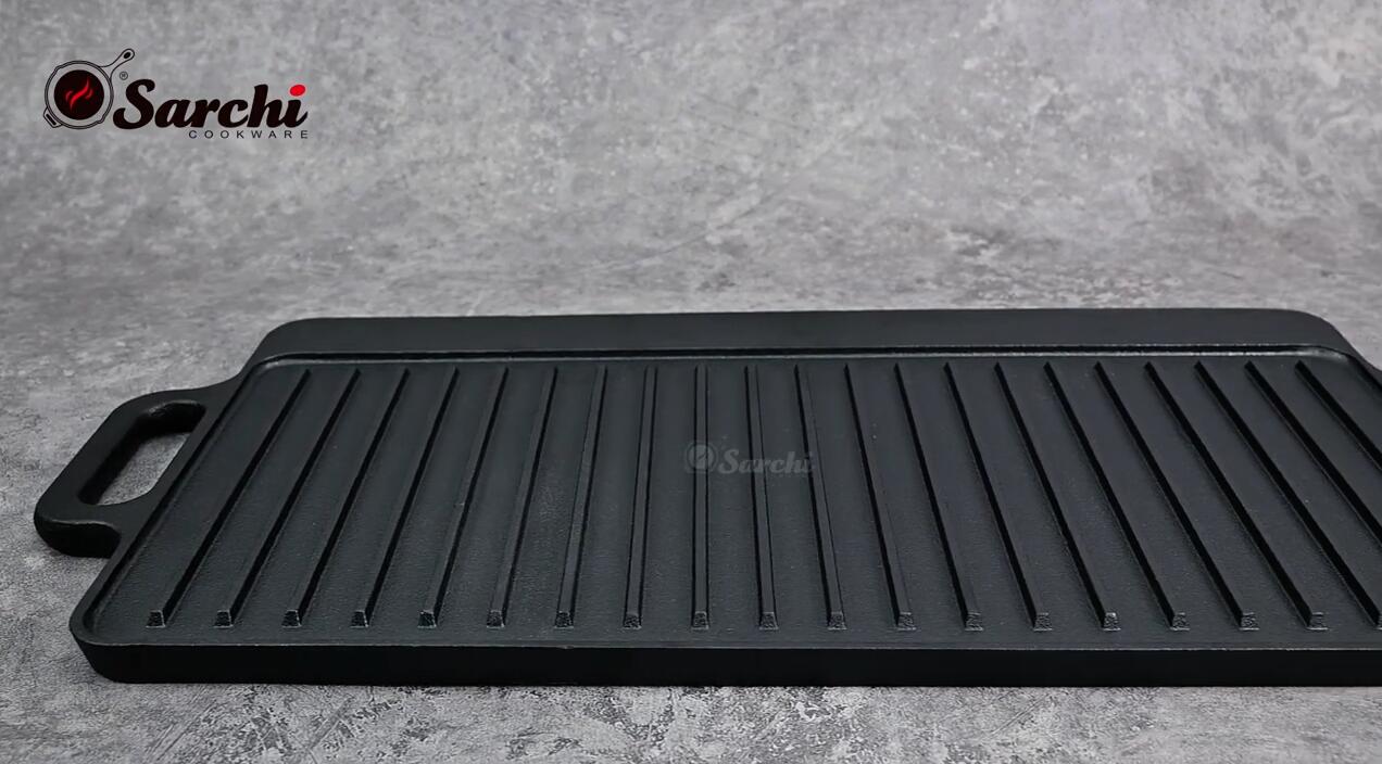 Pre-seasoned Coating Rectangular Reversible Griddle BBQ Cast Iron Plancha