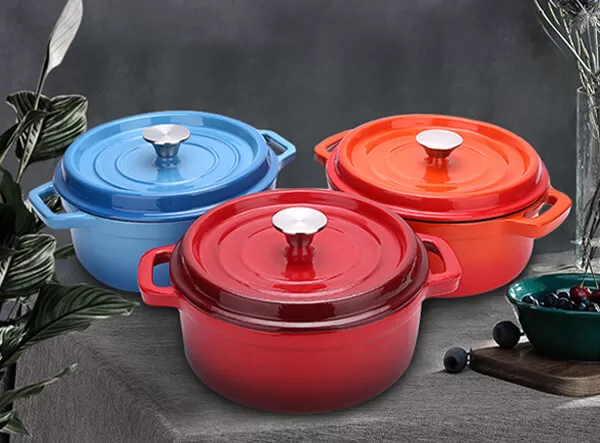 Cast Iron Enamel Kitchen Cookware Food Pot Casserole Dish