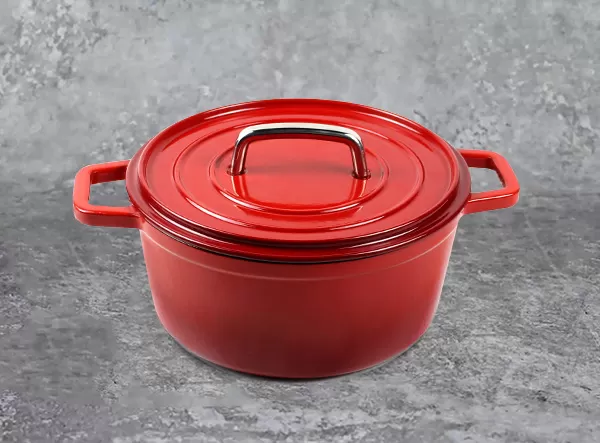 Enameled Cast Iron Covered Dutch Oven With Stainless Steel Lid Handle