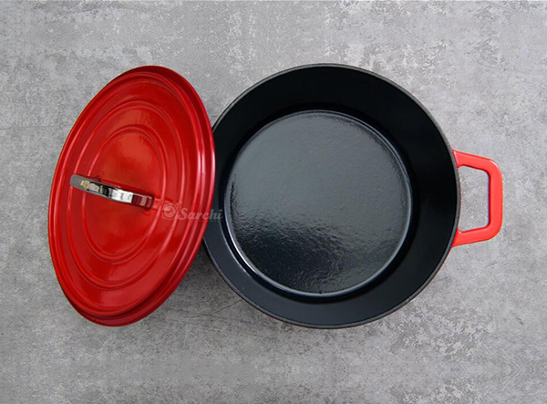 Enameled Cast Iron Covered Dutch Oven With Stainless Steel Lid Handle