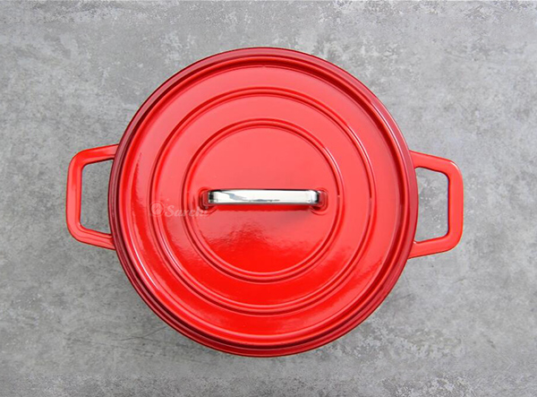 Enameled Cast Iron Covered Dutch Oven With Stainless Steel Lid Handle