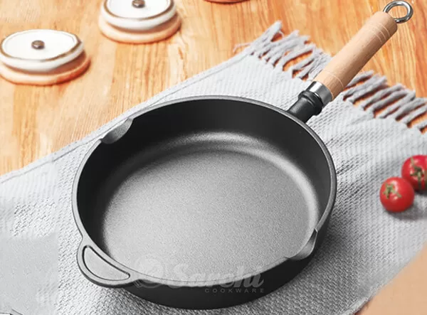 Cast Iron Frying Pan With Removable Wooden Handle 20cm 22cm 24cm