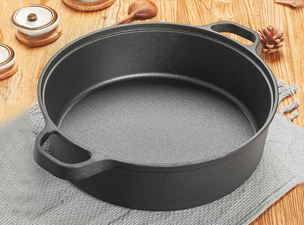 Pre-Seasoned Cast Iron Round Deep Roasting Pan With Dual Handles