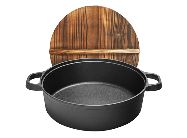 Pre-Seasoned Cast Iron Round Deep Roasting Pan With Dual Handles