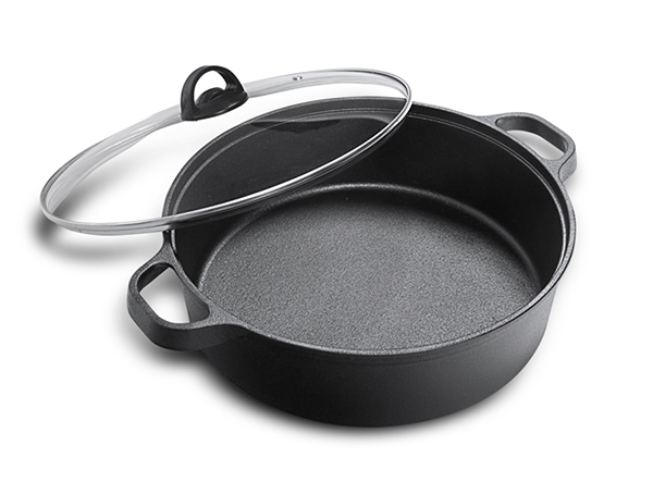 Pre-Seasoned Cast Iron Round Deep Roasting Pan With Dual Handles