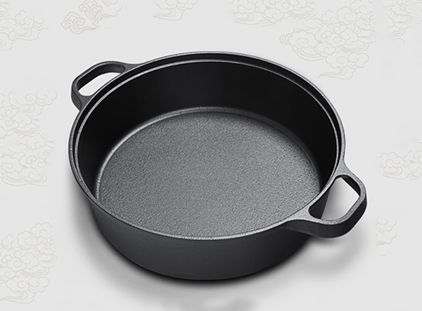 Pre-Seasoned Cast Iron Round Deep Roasting Pan With Dual Handles