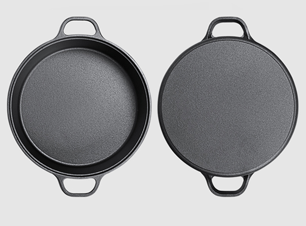 Pre-Seasoned Cast Iron Round Deep Roasting Pan With Dual Handles