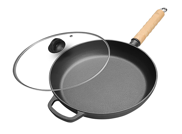 The cast iron cookware is made of high-quality, professional, non-stick cast iron that can be baked, sautéed, roasted, grilled, and braised.