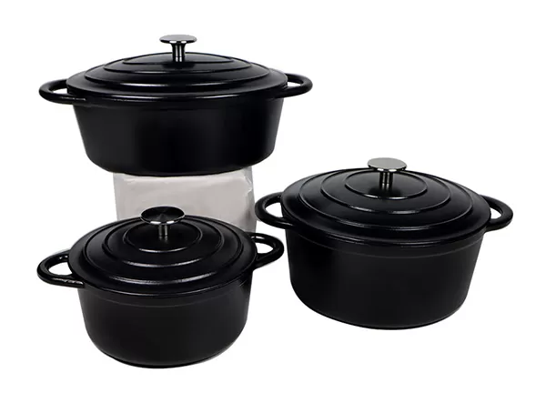 2.6qt 5.2qt Nonstick Matte Black Multi Cast Iron Enameled Dutch Oven