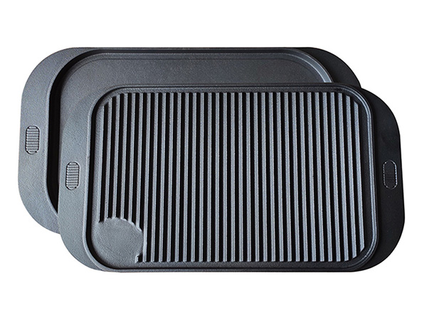 cast iron reversible roasting bbq grill griddle pan
