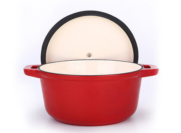 A Dutch oven consists of a relatively shallow, wide pan with a tight fitting lid to retain heat.