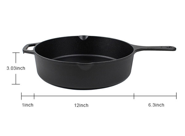 Cast Iron Deep Big Volume Cast Iron Skillet Fry Pan