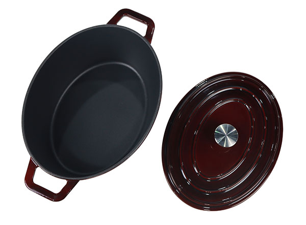 6.4-Quart Wine Red Enameled Cast Iron Oval Dutch Oven