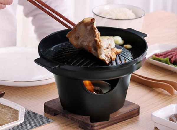 Portable Mini Smokeless Barbecue Grill Cast Iron Charcoal Grill