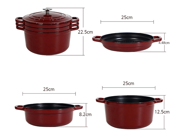 4-Piece Enameled Cast Iron Stackable Cookware Set