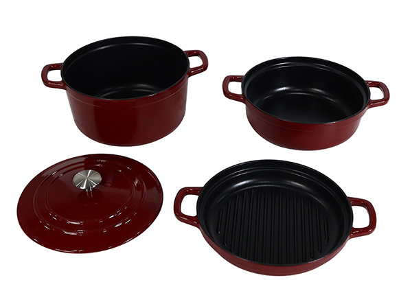 4-Piece Enameled Cast Iron Stackable Cookware Set