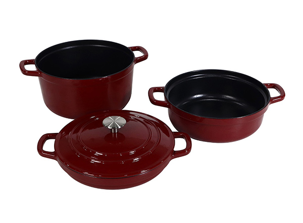 4-Piece Enameled Cast Iron Stackable Cookware Set