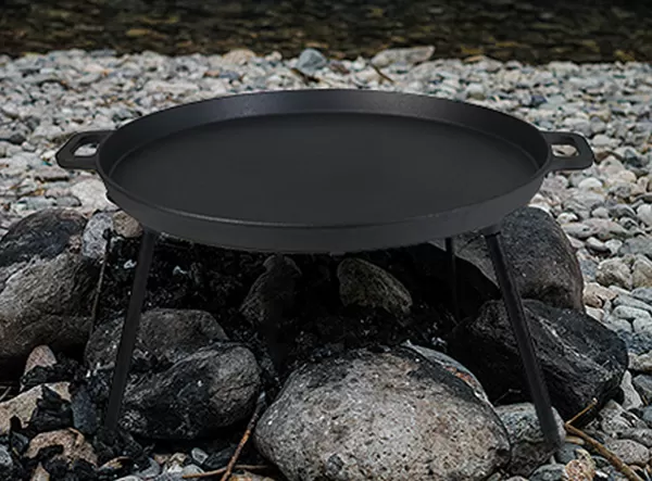 Outdoor Camping Cast Iron Barbecue Plate with 3 Removable Legs