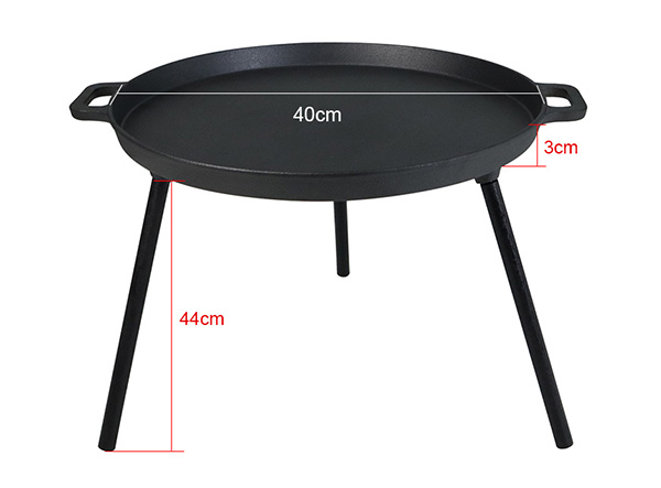 Outdoor Camping Cast Iron Barbecue Plate with 3 Removable Legs