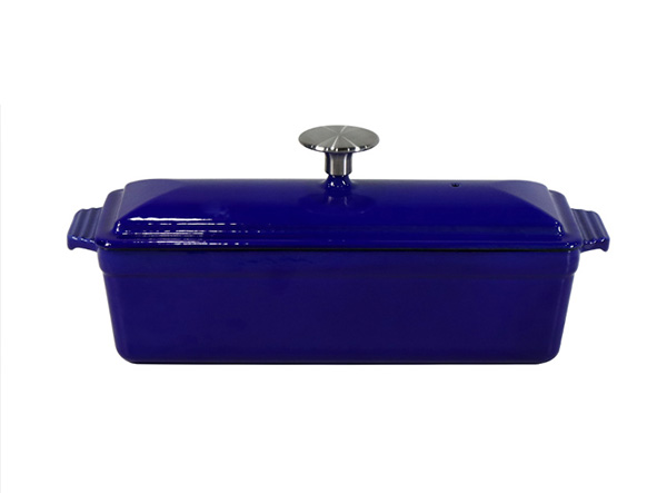 1.8 Quart Rectangular Enameled Cast Iron Loaf Pan with Lid