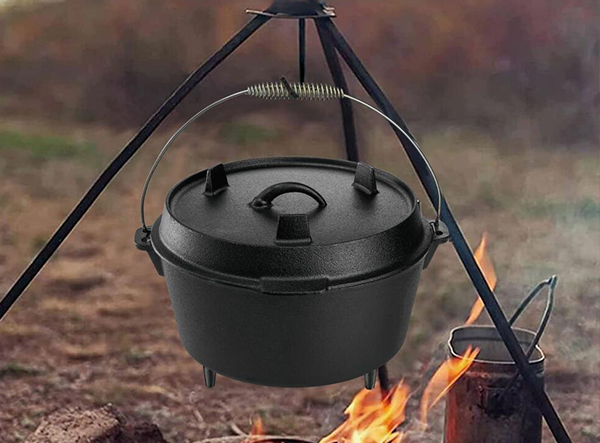 Outdoor Cooking Cast Iron Cookware Camp Pot Dutch Oven With Double Use Lid  And Lid Lifter - Buy Outdoor Cooking Cast Iron Cookware Camp Pot Dutch Oven  With Double Use Lid And