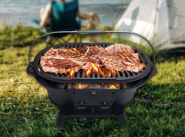 Small outdoor cast iron hibachi grill