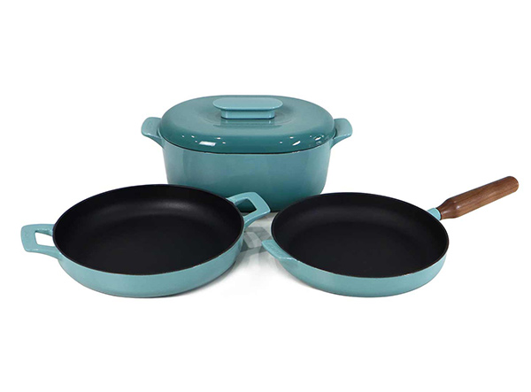 3 piece cast iron enamel cookware set