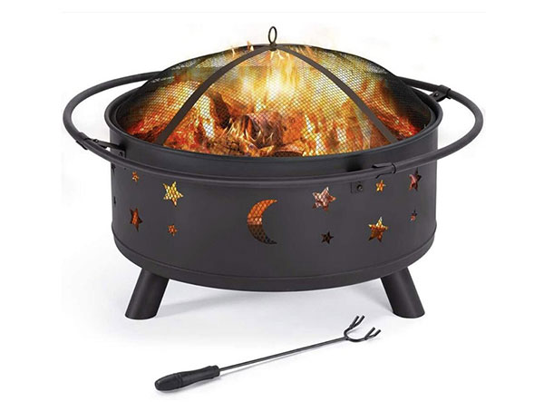 Round 32 Inch Wood Burning Steel Firepit Bowl for Patio & Backyard