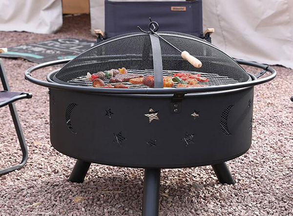 Round 32 Inch Wood Burning Steel Firepit Bowl for Patio & Backyard