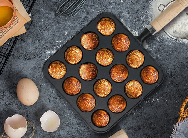 Pre-Seasoned 16 Holes Non-stick Cast Iron Aebleskiver Pan