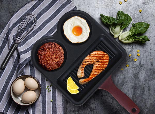 Matte Enamel Cast Iron 3-in-1 Section Divided Pan