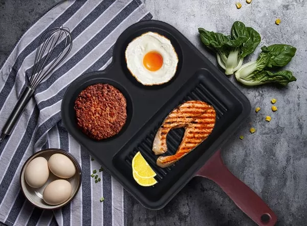 Matte Enamel Cast Iron 3-in-1 Section Divided Pan