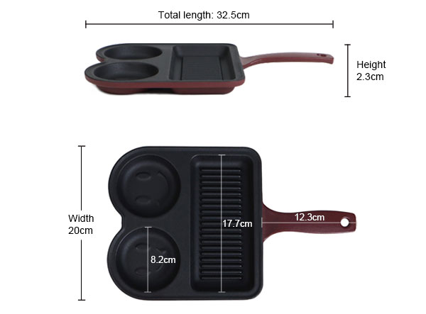 Matte Enamel Cast Iron 3-in-1 Section Divided Pan