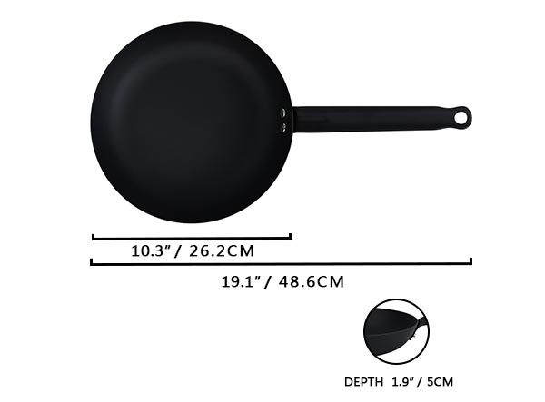 Rust Resistant 10 Inch Coating-Free Carbon Steel Skillet