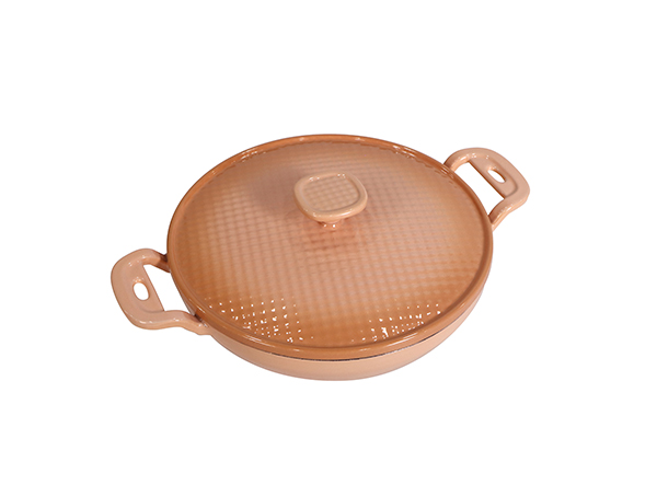 Porcelain Cast Iron Chef's Wok Dish with Lid