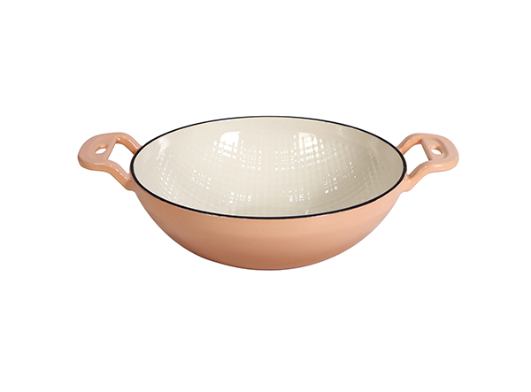 Porcelain Cast Iron Chef's Wok Dish with Lid