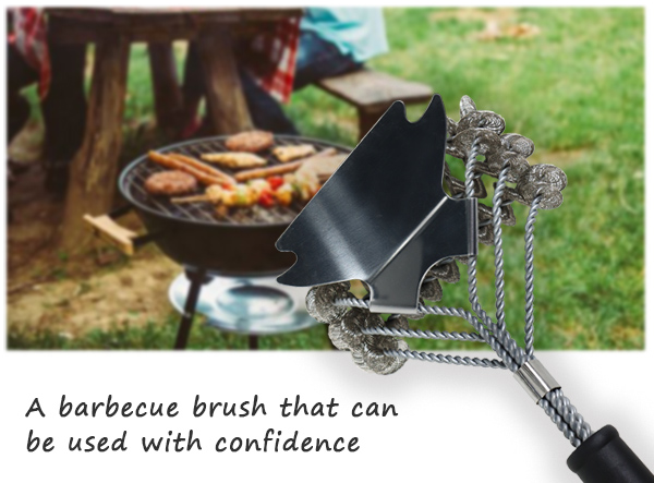 Rust Resistant Three-sided Bristle free Wire Brush with Grill Scraper