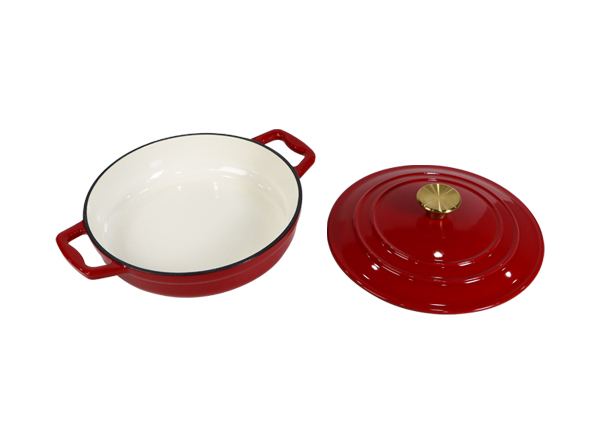 Cast Iron Enamel Casserole Cookware Soup and Stock Shallow Seafood Cooking Pot