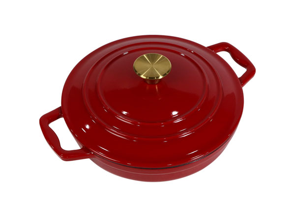 Cast Iron Enamel Casserole Cookware Soup and Stock Shallow Seafood Cooking Pot