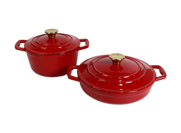 Cast Iron Enamel Casserole Cookware Soup and Stock Shallow Seafood Cooking Pot