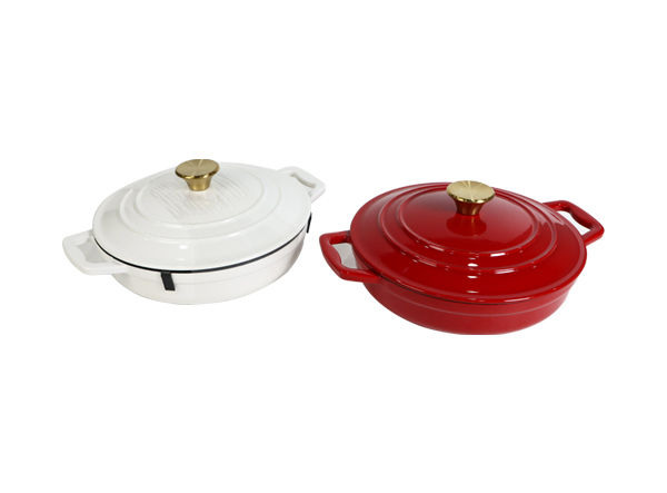 Cast Iron Enamel Casserole Cookware Soup and Stock Shallow Seafood Cooking Pot