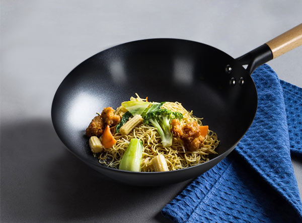 Ceramic Non-stick Carbon Steel Flat Bottom Wok