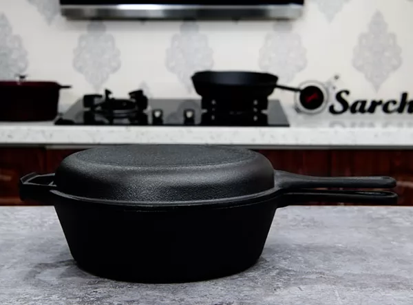 2 in 1 Pre-Seasoned Cast Iron Combo Cooker Deep Pan for Sale