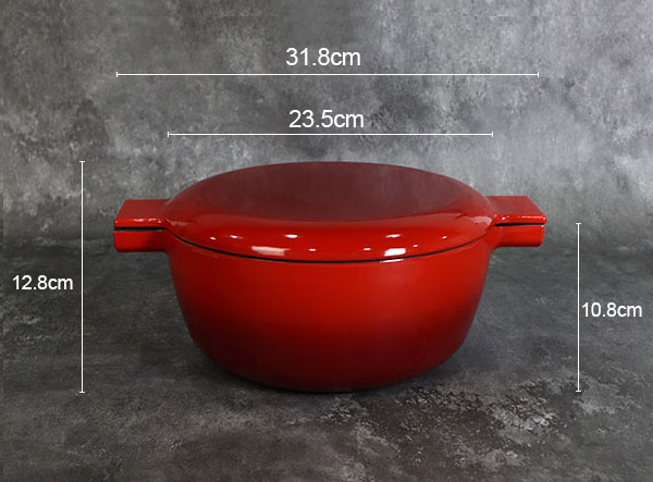 Enamel Cast Iron Double Dutch Oven with Fry Pan Lid