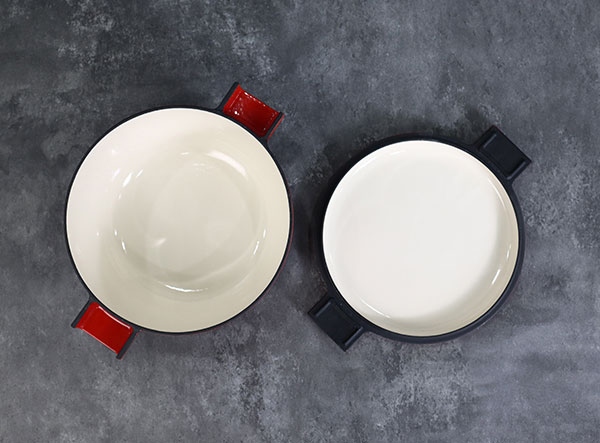 Enamel Cast Iron Double Dutch Oven with Fry Pan Lid